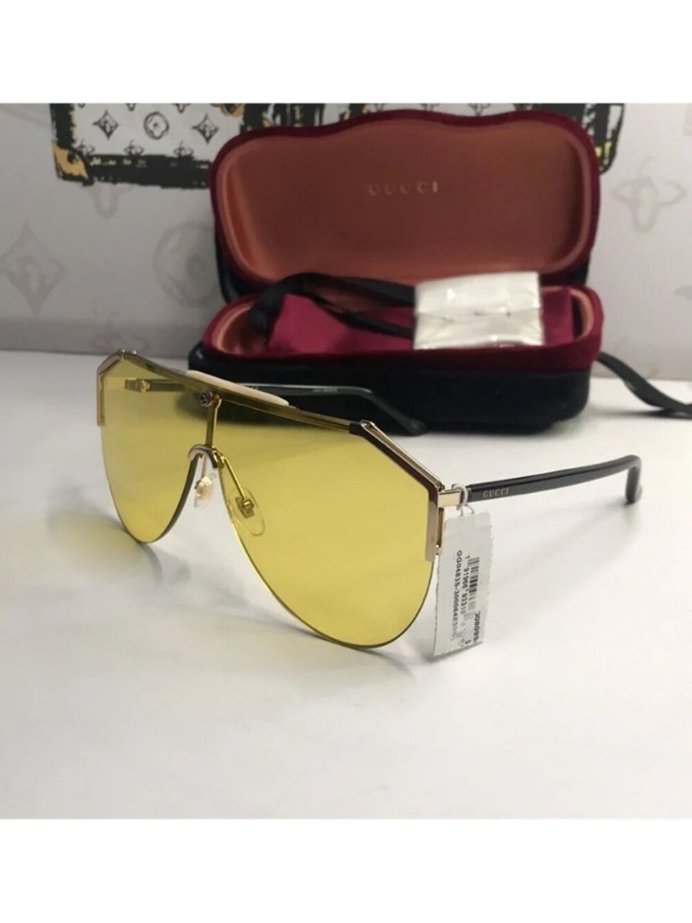 New Authentic Gucci Yellow Lens Sunglasses GG0584s 004 - Picture 6 of 13